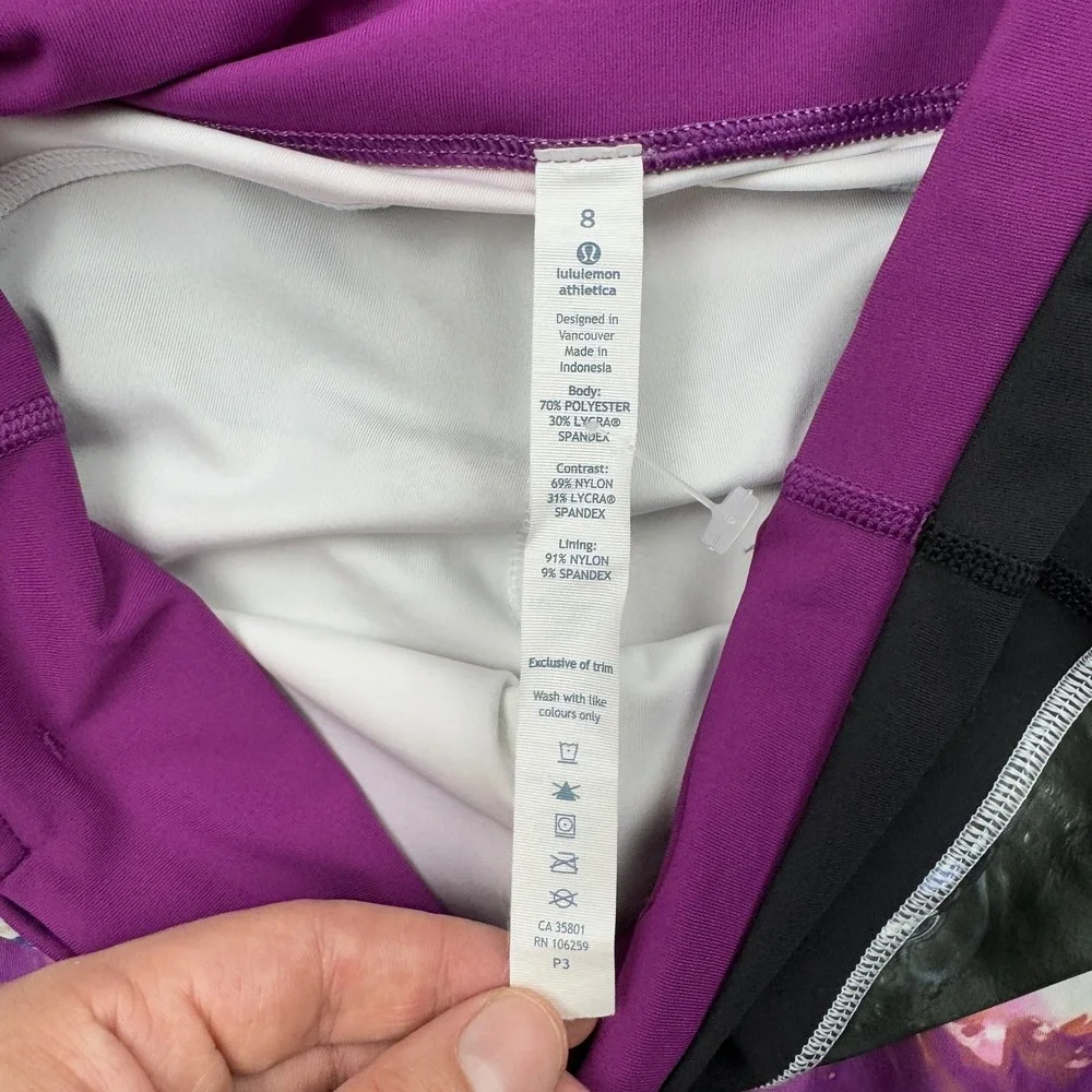 Lululemon Pants Womens 8 Multicolor‎ Ruched Waistband Running Active Gym Yoga